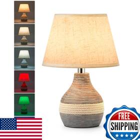 Umexus B0dj6qs5rd 10 Inch Ceramic Cordless Table Lamp With Timer Dimmer Remote Linen Shade