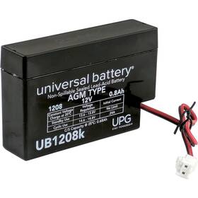 Universal Power Group Upg 1208k Ub1208k 12v 0.8ah Sla Agm Battery Locking 2-pin Jst-sm Connector 45799