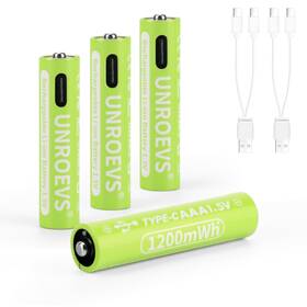 Unroevs 746566937212 Aaa Usb-c Rechargeable Batteries 1.5v 1200 Mwh Triple A