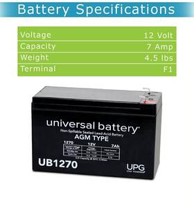 Upg Ub1270alt213 Ub1270-12v 7ah Sla Battery 12v Universal Agm Type. New In Box
