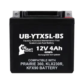 Ub-ytx5l-bs-dl47 Upstart Battery Ub-ytx5l-bs 12v 4ah Replacement For Kawasaki Prairie 360 - Compatible