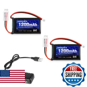 B0dznyqwd4 Urgenex Scx24 Battery 7.4v Lipos 2s 35c Burst 70c 1200mah Rechargeable Lithium