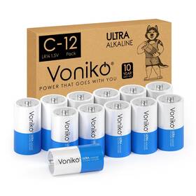 Voniko 778809114333 Ultra Alkaline C Batteries Size Lr14 12 Pack 10-year Sh