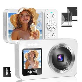 Wabl B0f8bbscyz 4k 64mp Uhd Digital Camera Dual Screens 18x Zoom Portable 64gb Tf Card