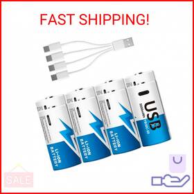 Weirui 692090034005 8-pack Rechargeable Lithium C Batteries With 4 In 1 Usb-c Charge Cable Cell L