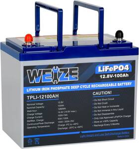 Weize 313097045060 12v 100ah Mini Lifepo4 Lithium Battery Built-in 100a Smart Bms Deep Cycl