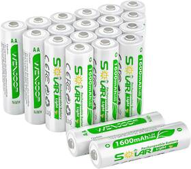 Wenjoop 726084502451 20 Pack Aa Rechargeable Batteries For Solar Lights Nimh 1.2v 1600mah Precharged