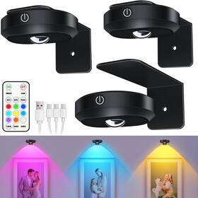 Willed B0cjrs8p9p Rechargeable Picture Lights Puck 9 Rgb Colors Dimmable Remote