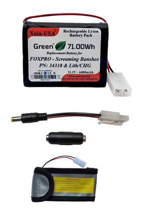 Xain Usa 34318 6400mah Replacement Battery For Foxpro Banshee Xwave Pn Lith/chg And