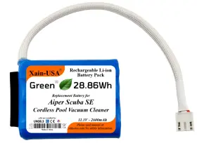 Hyy0345210 Xain-usa 11.1v 2600mah Replacement Battery For Aiper Scuba Se Cordless Pool Vacuum