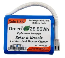 Roker-pc03 Xain-usa 11.1v - 2600mah Pool Vacuum Replacement Battery For Roker And Grennix Models Roker-pc03 Xain-usa 11.1v - 2600mah Pool Vacuum Replacement Battery For Roker And Grennix Models