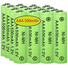 Yibatopow 727467477915 16 Packs Rechargeable Aaa 500mah Batteries Triple A 1.2v Nimh Precharged Sola