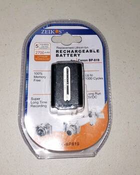 Zeikos Ze-bp819 Replacement Lithium Ion Rechargeable Battery For Canon Bp-819 New