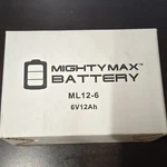 Mighty Max Battery ML12-6 6V 12AH Rechargeable Sealed Lead Acid Sla New. Price: $26.00.