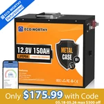 Eco-worthy 12V 150AH LIFEPO4 Bluetooth Lithium Battery Metal Casing For Rv Boot Certified. Price: $219.99.