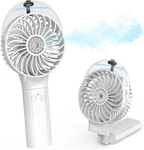 Comlife Portable Handheld Misting Fan, 3000MAH Rechargeable Battery White New. Price: $38.88.