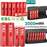 Ebl Aaa Rechargeable Lithium Li-ion Batteries 1.5V/ Optional Charger Lot New. Price: $59.59.