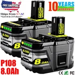 2PACK For Ryobi 8.0AH P108 High Capacity Battery 18VOLT Lithium-ion One Plus New. Price: $33.73.