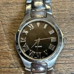 Men Diamond Watch 93455KNX-M Black Face Silver Band Runs New Battery Pre-owned. Price: $29.99.