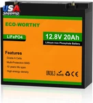 12V 20AH LIFEPO4 Lithium Battery, 4000+ Deep Cycle Rechargeable With Bms New. Price: $86.56.