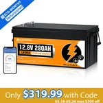 Eco-worthy 12V 280AH Bluetooth LIFEPO4 Lithium Battery Certified Refurbished. Price: $399.99.