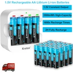 1.5V Aa Rechargeable Lithium Batteries 3500MWH Li-ion Batterys Charger Lot New. Price: $54.00.