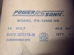 Power Sonic PS-12400 Nb Battery Replacement (new). Price: $162.49.