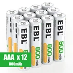 Ebl 12COUNTS Ni-mh Rechargeable Aaa Batteries 1.2V With Storage Box (800MAH) New. Price: $14.99.