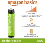 Amazon Basics 8-PACK Rechargeable Aaa Nimh Performance Batteries, 800 Mah, New. Price: $8.99.
