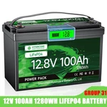 12V 100AH LIFEPO4 Battery, Bci Group 31 Size, Built-in Smart Bms New. Price: $169.99.