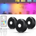 Willed Rgb Under Cabinet Lights,rechargeable Puck With Remote Control, New. Price: $29.79.