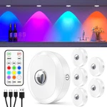 Willed Rgb Rechargeable Puck Lights With Remote Control, Under Cabinet Lighting New. Price: $47.46.