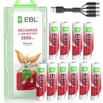 Ebl Aa Usb Rechargeable Battery 1.5V Li-ion 3500MWH Double Batteries+cable Lot New. Price: $672.59.