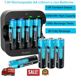 1.5V Aa Rechargeable Lithium Batteries 3500MWH Li-ion Batterys Charger Lot New. Price: $67.00.