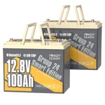 Power Queen 2PACK Bluetooth 12V 100AH Group 24 LIFEPO4 Battery Low Temp For Rv New. Price: $474.71.