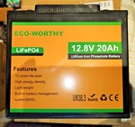 Eco-worthy LIFEPO4 12.8V 20AH Lithium Iron Phosphate Battery (no Screws) Open. Price: $94.90.