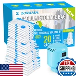 Zonama Vacuum Storage Bags Electric Air Pump 20 Pack 4 Jumbo Large Medium New. Price: $54.83.